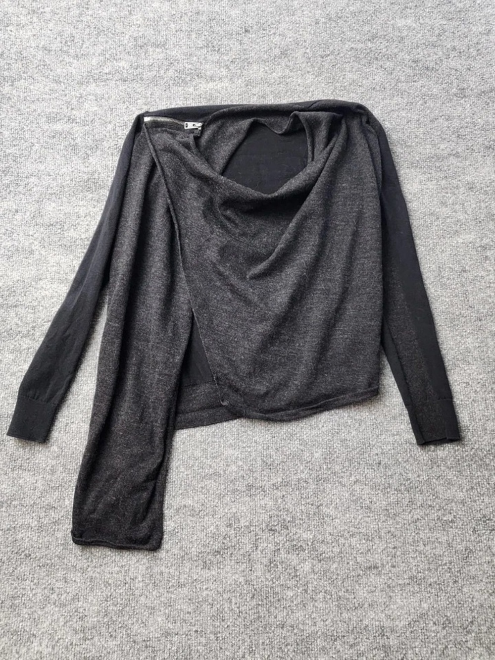 All Saints Black Draped Long-Sleeve Top